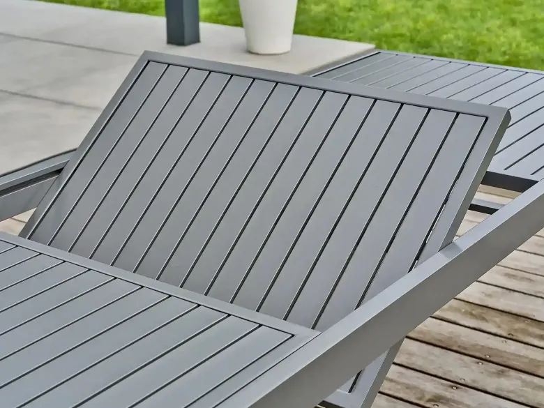 Ensemble repas de jardin 6 places aluminium - gris anthracite