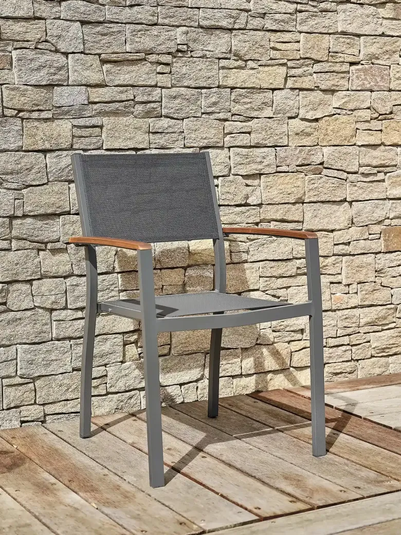 Ensemble repas de jardin 6 places aluminium - gris anthracite