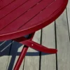 Ensemble repas de jardin rond 4 places en aluminium - rouge carmin
