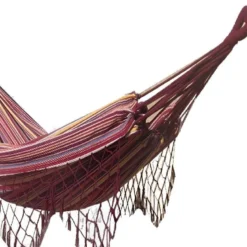 Ensemble support bois avec hamac à franges violet