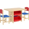Ensemble table et chaises enfant bois 4 bacs de rangement inclus