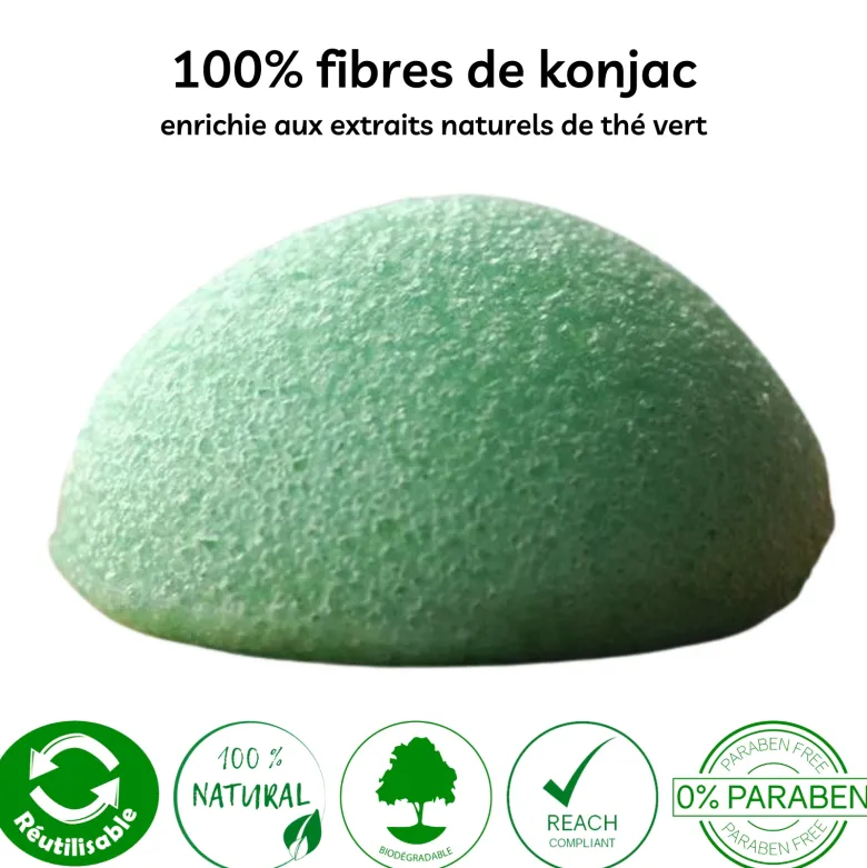Eponge konjac au thé vert