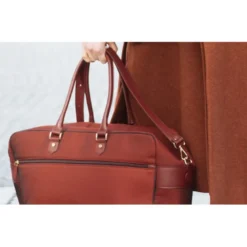 E2r bagage cabine femme tissu et cuir bordeaux upcyclés giovana