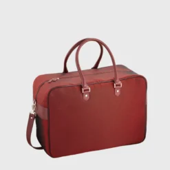 E2r bagage cabine femme tissu et cuir bordeaux upcyclés giovana