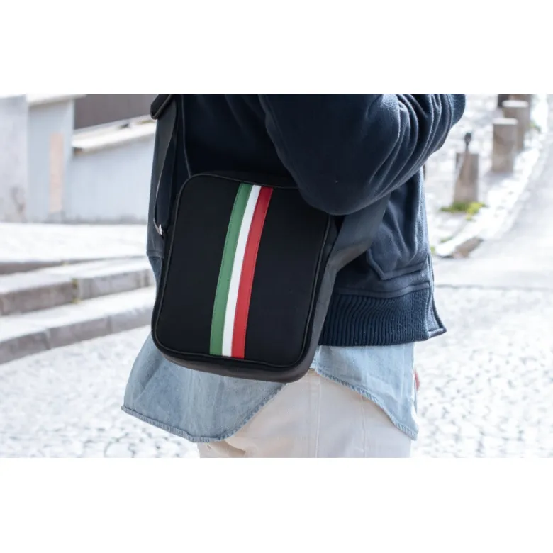 E2r sac bandoulière homme noir rétro italien durable rino