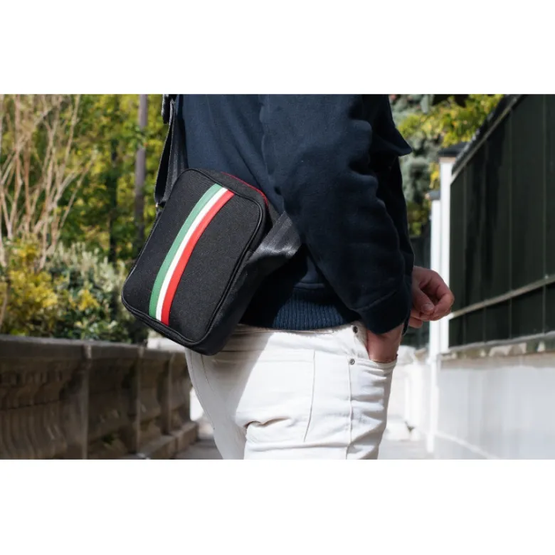 E2r sac bandoulière homme noir rétro italien durable rino