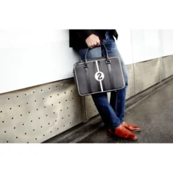 E2r sac ordinateur 15 pouces en tissu et cuir bleu et vert enzo