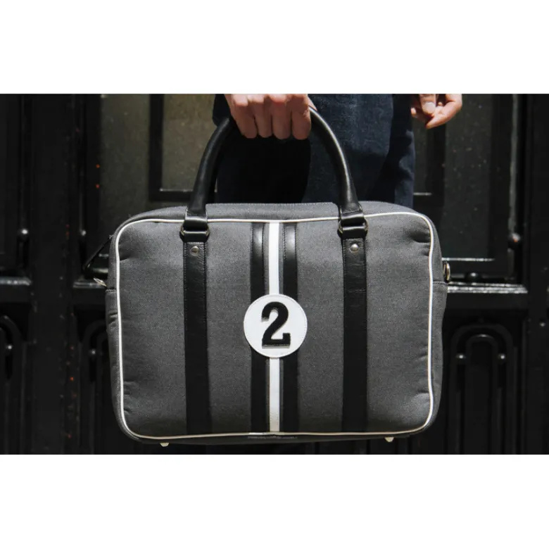 E2r sac ordinateur 15 pouces en tissu et cuir bleu et vert enzo