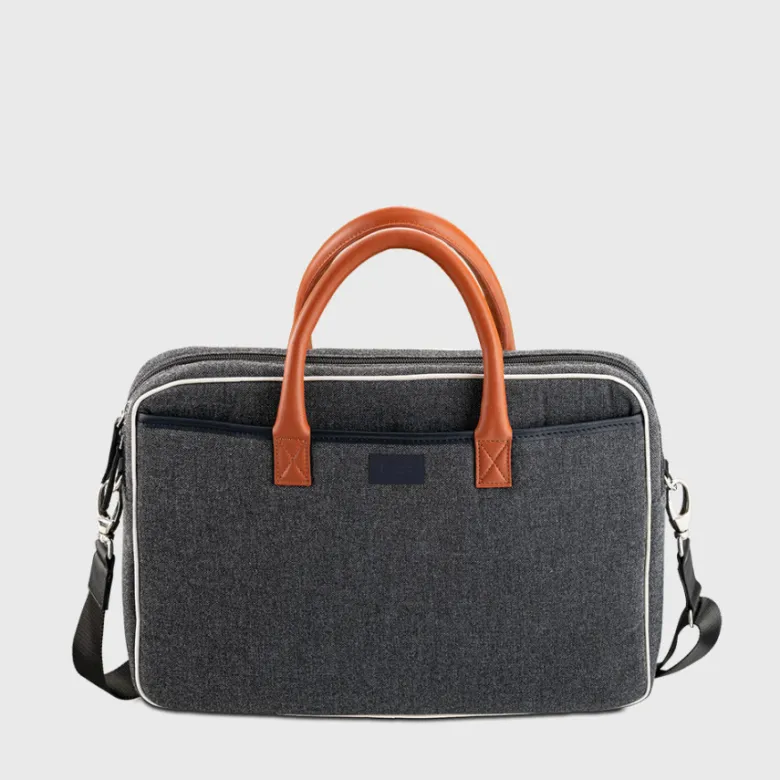 E2r sac ordinateur 15 pouces homme noir cuir et tissu enzo