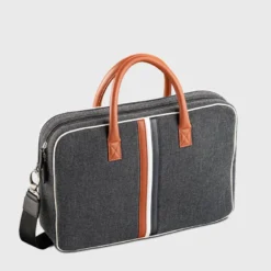 E2r sac ordinateur 15 pouces homme noir cuir et tissu enzo