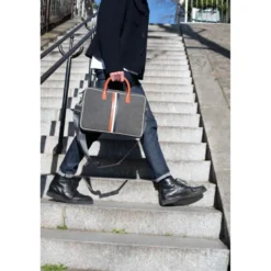 E2r sac ordinateur 15 pouces homme noir cuir et tissu enzo