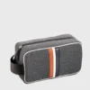 E2r trousse de toilette homme en tissu et cuir gris et vert bobby