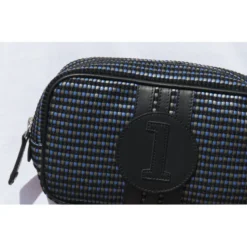 E2r trousse de toilette homme tissu et cuir gris blanc jaune bobby