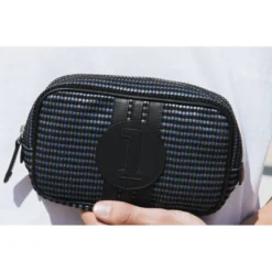 E2r trousse de toilette homme tissu et cuir gris blanc jaune bobby