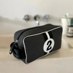 E2r trousse de toilette homme voyage rouge et noire rétro bobby