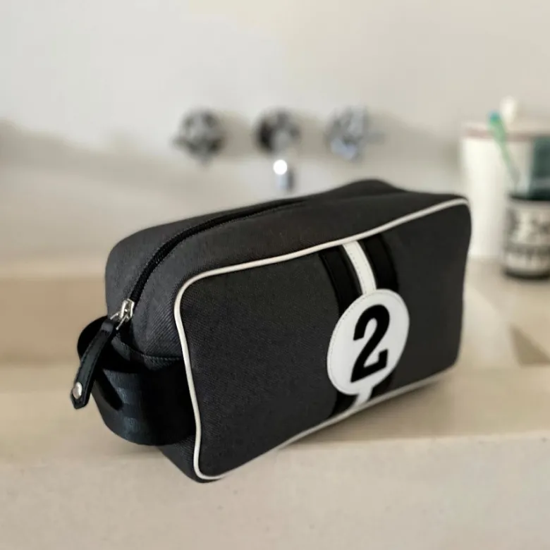 E2r trousse de toilette homme voyage rouge et noire rétro bobby