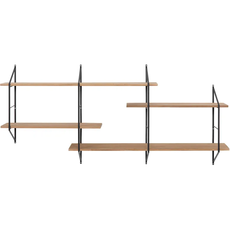 Etagère murale xl modulable en bois clair et métal noir l191 cm bridge