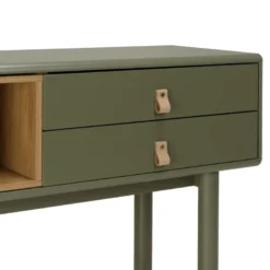 Ethan - console 3 tiroirs et 1 niche en bois naturel vert