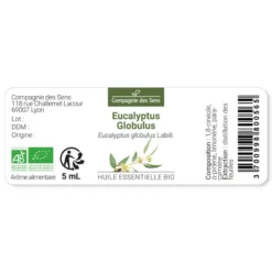 Eucalyptus globulus - huile essentielle bio - 5ml garantie chromacert® - chémot