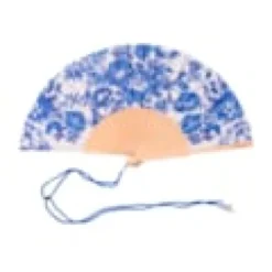 Eventail avec cordon Fleurs Bleues