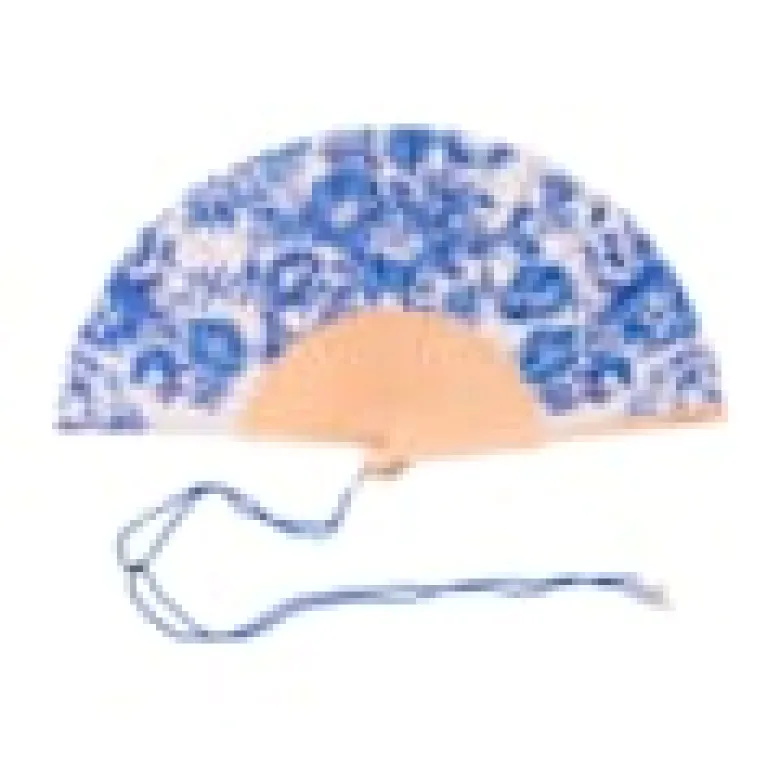 Eventail avec cordon Fleurs Bleues