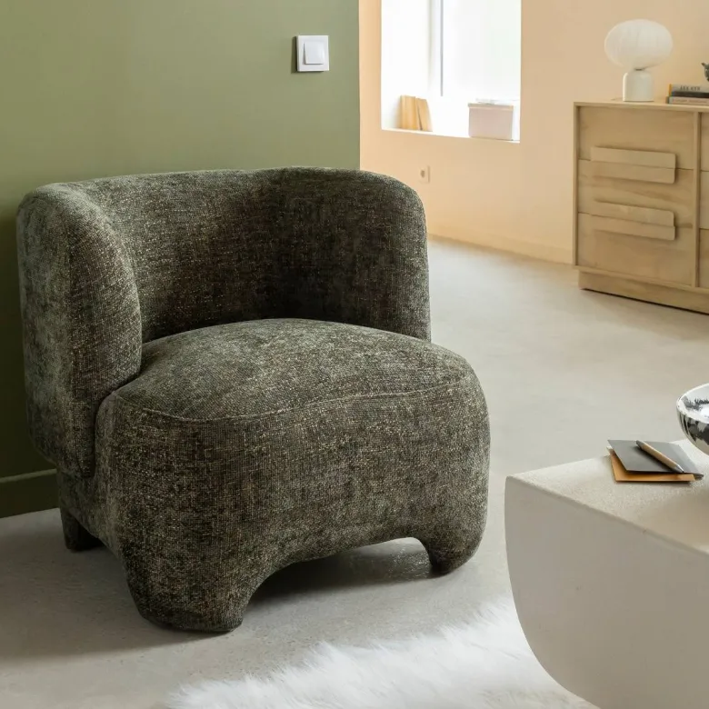 Fauteuil arrondi vert foncé