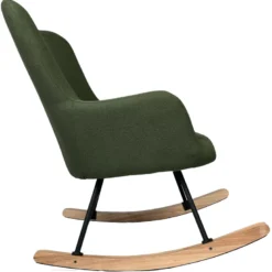Fauteuil à bascule en tissu boucle vert kaki kaira