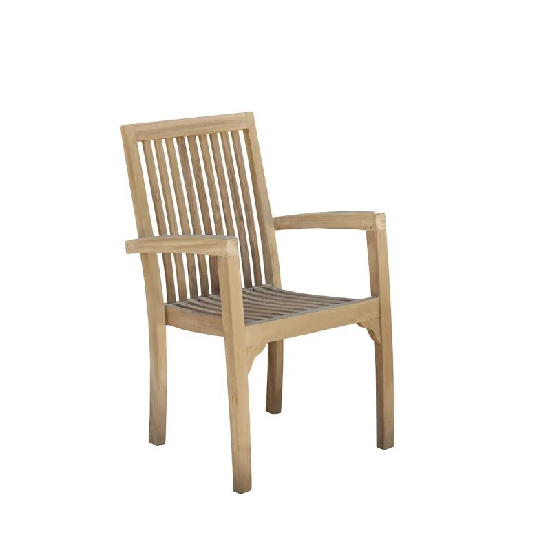 Fauteuil de jardin empilable en teck bru