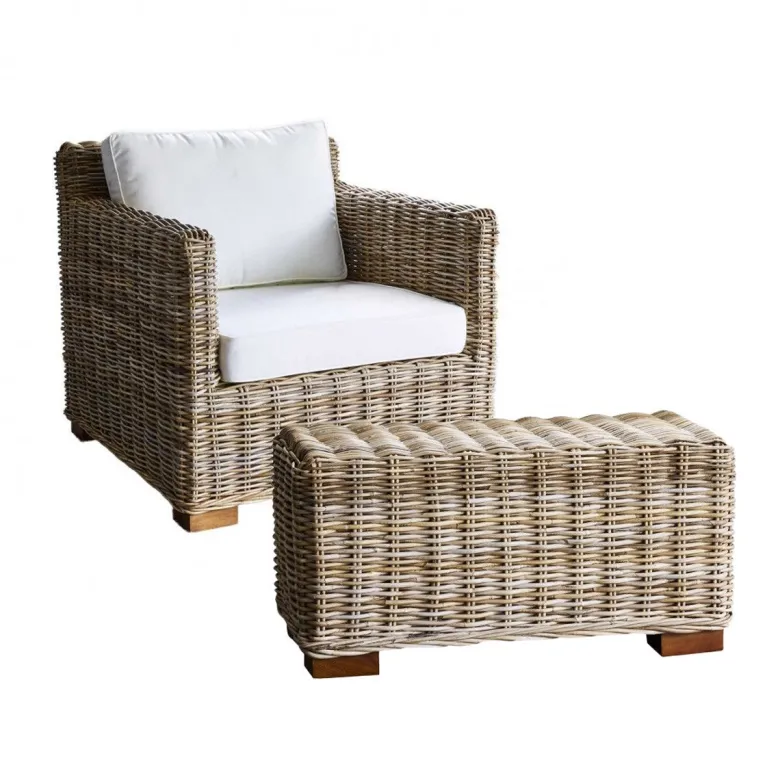 Fauteuil de jardin kubu naturel et pouf