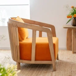 Fauteuil en bois de manguier et velours