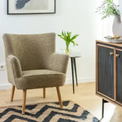 Fauteuil en coton kaki