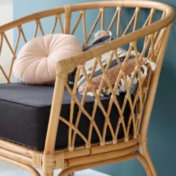 Fauteuil en rotin, coussin inclus