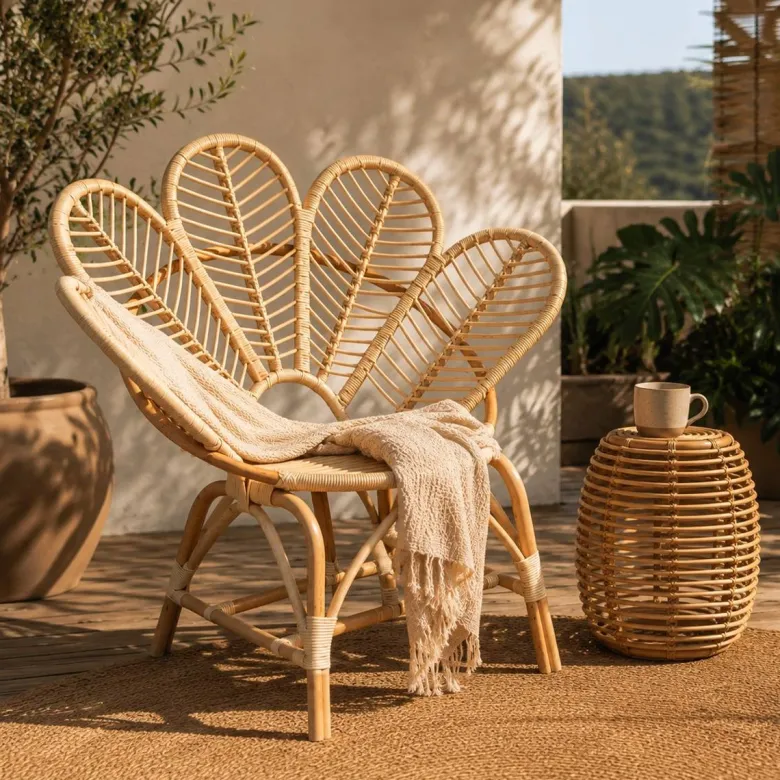 Fauteuil en rotin fleur