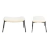 Fauteuil en tissu bouclette écru avec repose-pieds eira
