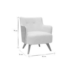 Fauteuil en tissu effet laine bouclée blanc cassé et bois clair valmy