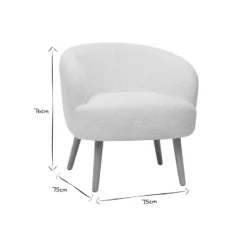 Fauteuil en tissu effet laine bouclée blanc cassé et bois clair maggie