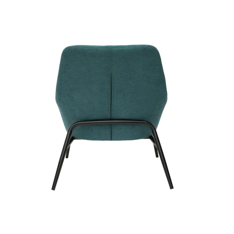 Fauteuil en tissu effet velours bleu canard et métal noir maxine