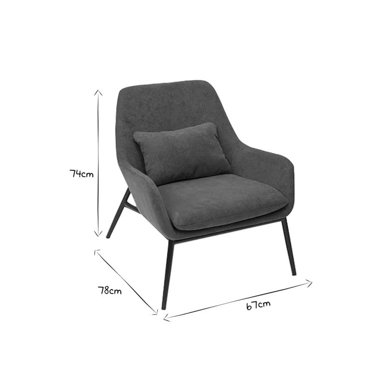 Fauteuil en tissu effet velours bleu canard et métal noir maxine