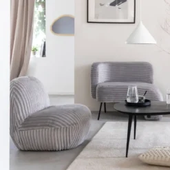 Fauteuil en velours gris