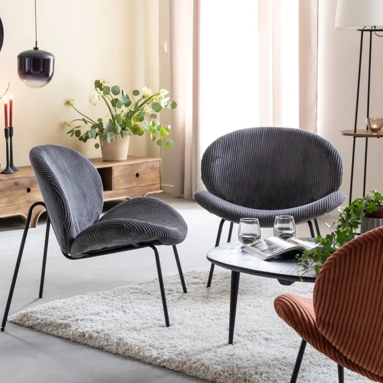 Fauteuil en velours gris