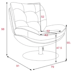 Fauteuil kaki avec piètement noiro Kaki