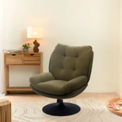 Fauteuil kaki avec piètement noiro Kaki