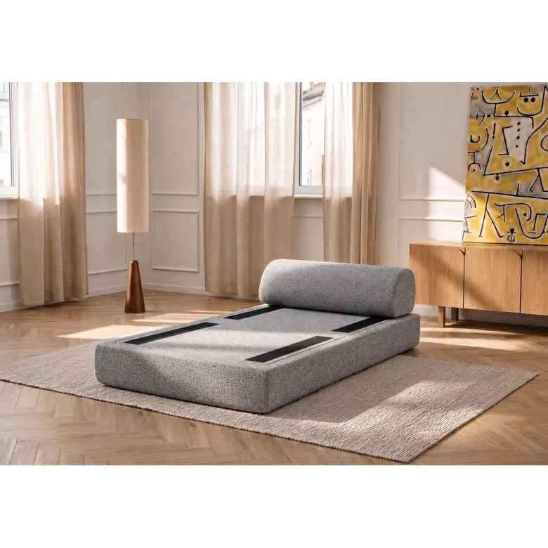 Fauteuil modulable et convertible - tissu tweed Gris