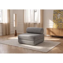 Fauteuil modulable et convertible - tissu tweed Gris