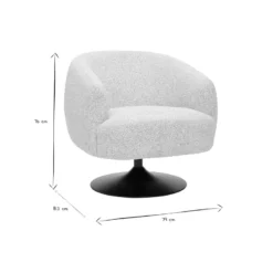 Fauteuil pivotant en tissu effet bouclette beige et métal noir bowie