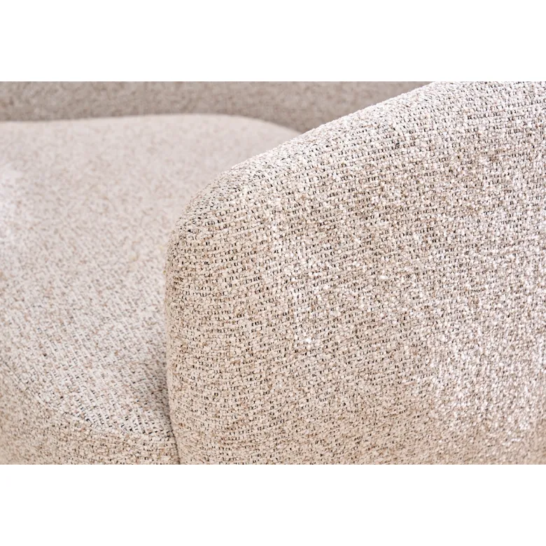 Fauteuil pivotant en tissu effet bouclette beige et métal noir bowie