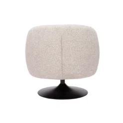 Fauteuil pivotant en tissu effet bouclette beige et métal noir bowie