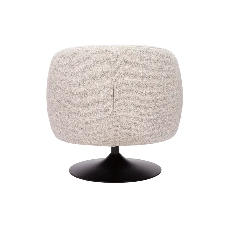Fauteuil pivotant en tissu effet bouclette beige et métal noir bowie