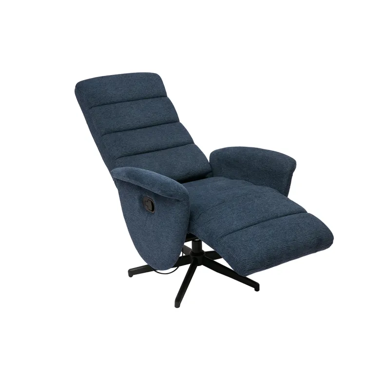 Fauteuil pivotant relax manuel en tissu chenille bleu foncé nelson