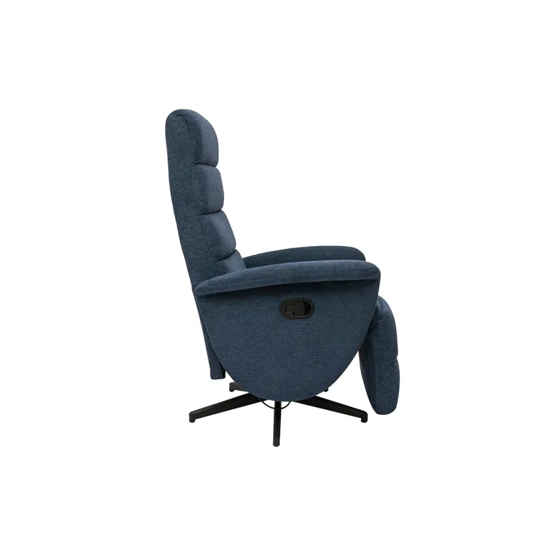 Fauteuil pivotant relax manuel en tissu chenille bleu foncé nelson